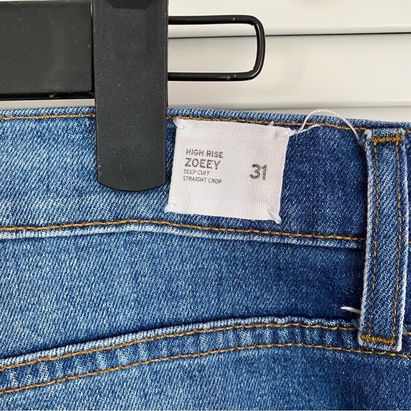 Hudson Zoeey High Rise Deep Cuff Straight Leg Distressed Blue Jeans Size 31 - Picture 7 of 10